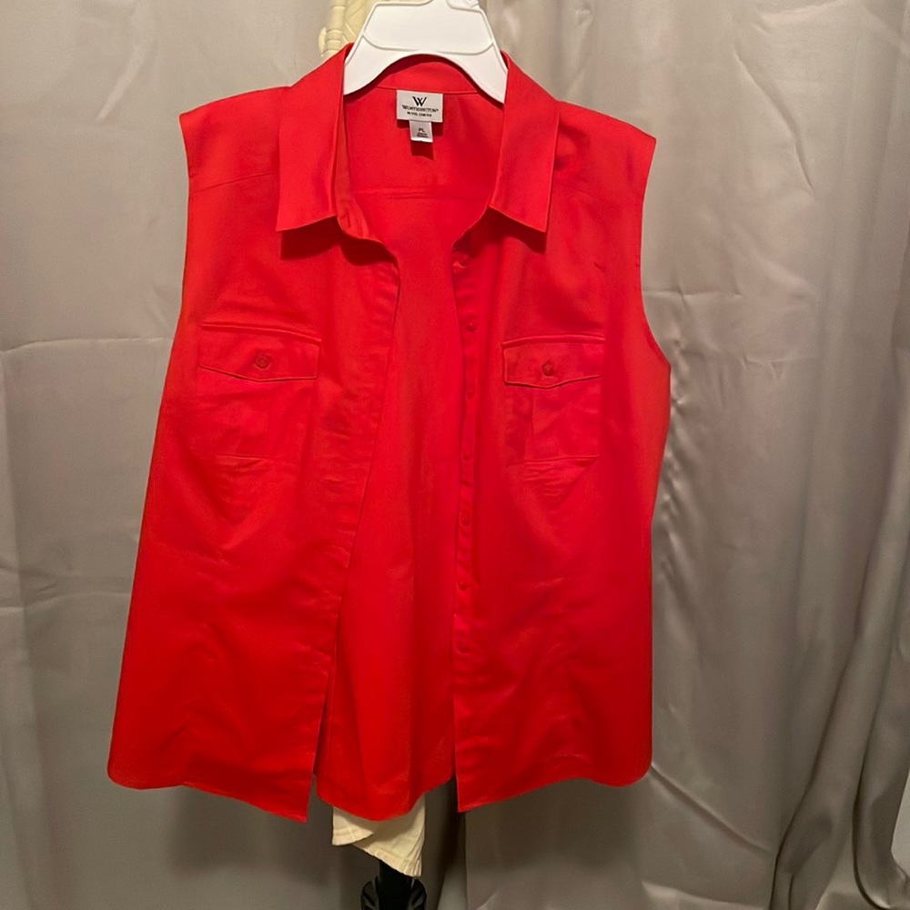 Worthington sleeveless large petite orange top